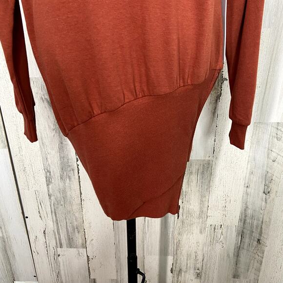 NWT Young Fabulous & Broke Turtleneck Sweatshirt Dress Orange Asymmetric Size XS - Picture 3 of 12